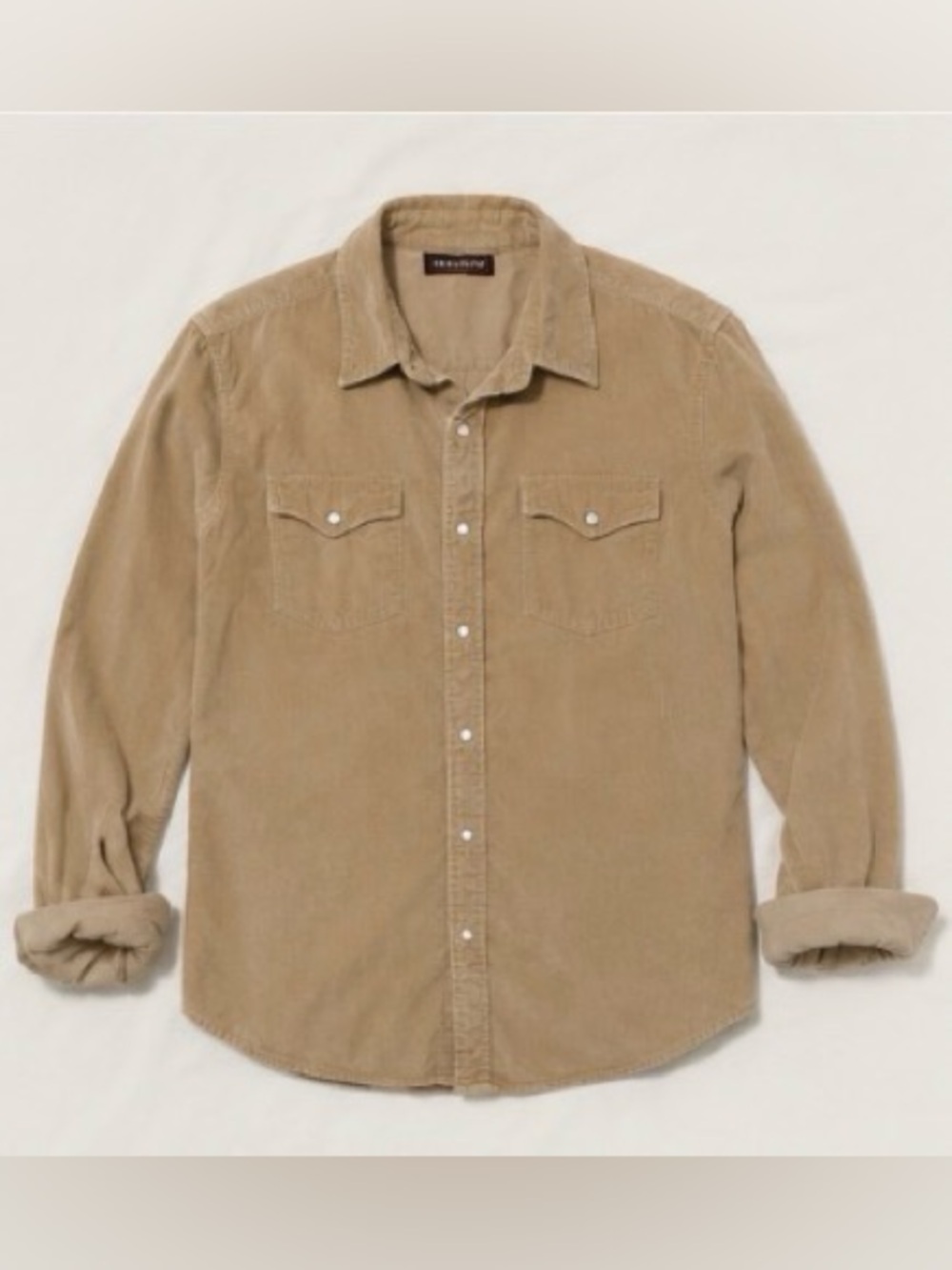Corduroy Button-Up Shirt in Tan
